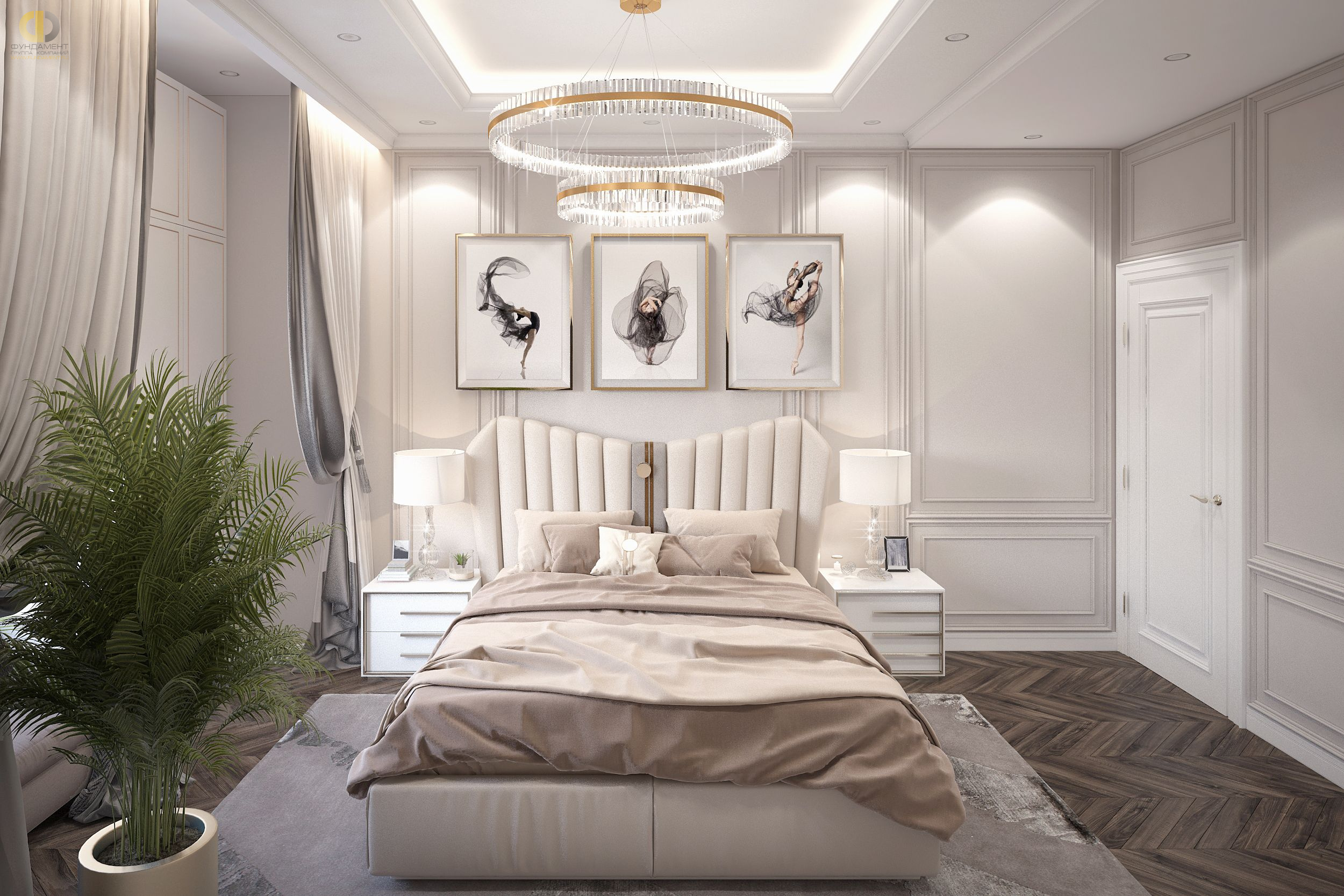 Спальня в стиле дизайна арт-деко (ар-деко) по адресу г. Москва, проезд Невельского, дом 3к1, 2021 года