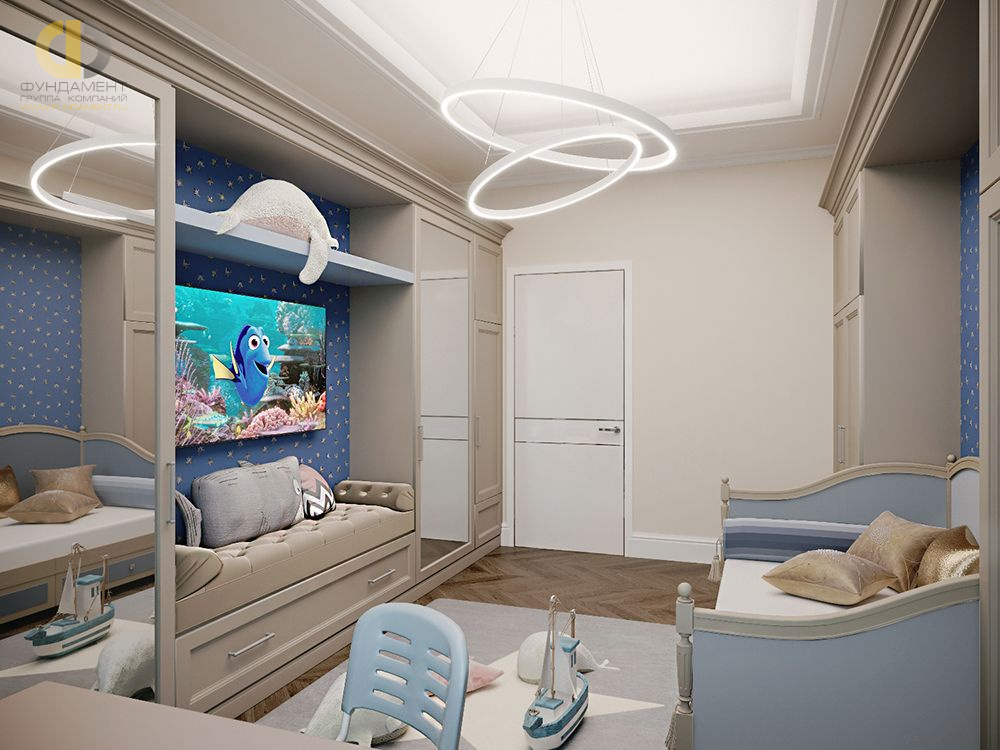 Дизайн интерьера детской в четырёхкомнатной квартире 124 кв.м в стиле неоклассика с элементами ар-деко9