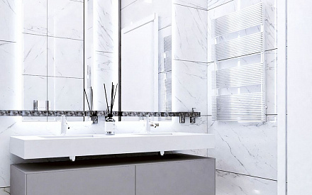 Дизайн интерьера ванной в трёхкомнатной квартире 152 кв. м в современном стиле 6