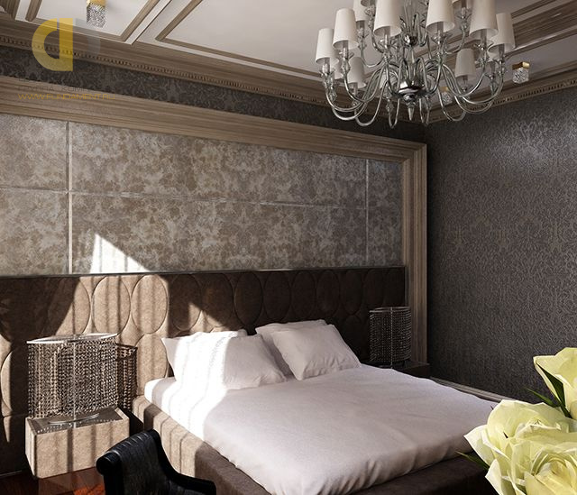 Спальня в стиле дизайна арт-деко (ар-деко) по адресу г. Москва, ул. Северное Чертаново, д. 1, корп. 1А, 2017 года
