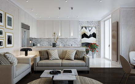 Дизайн интерьера  в трёхкомнатной квартире 102 кв.м в стиле современная классика6