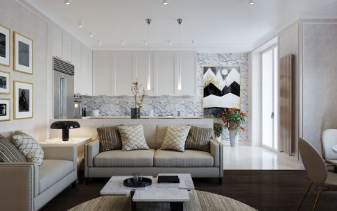 Дизайн интерьера трёхкомнатной квартиры 102 кв.м в стиле современная классика