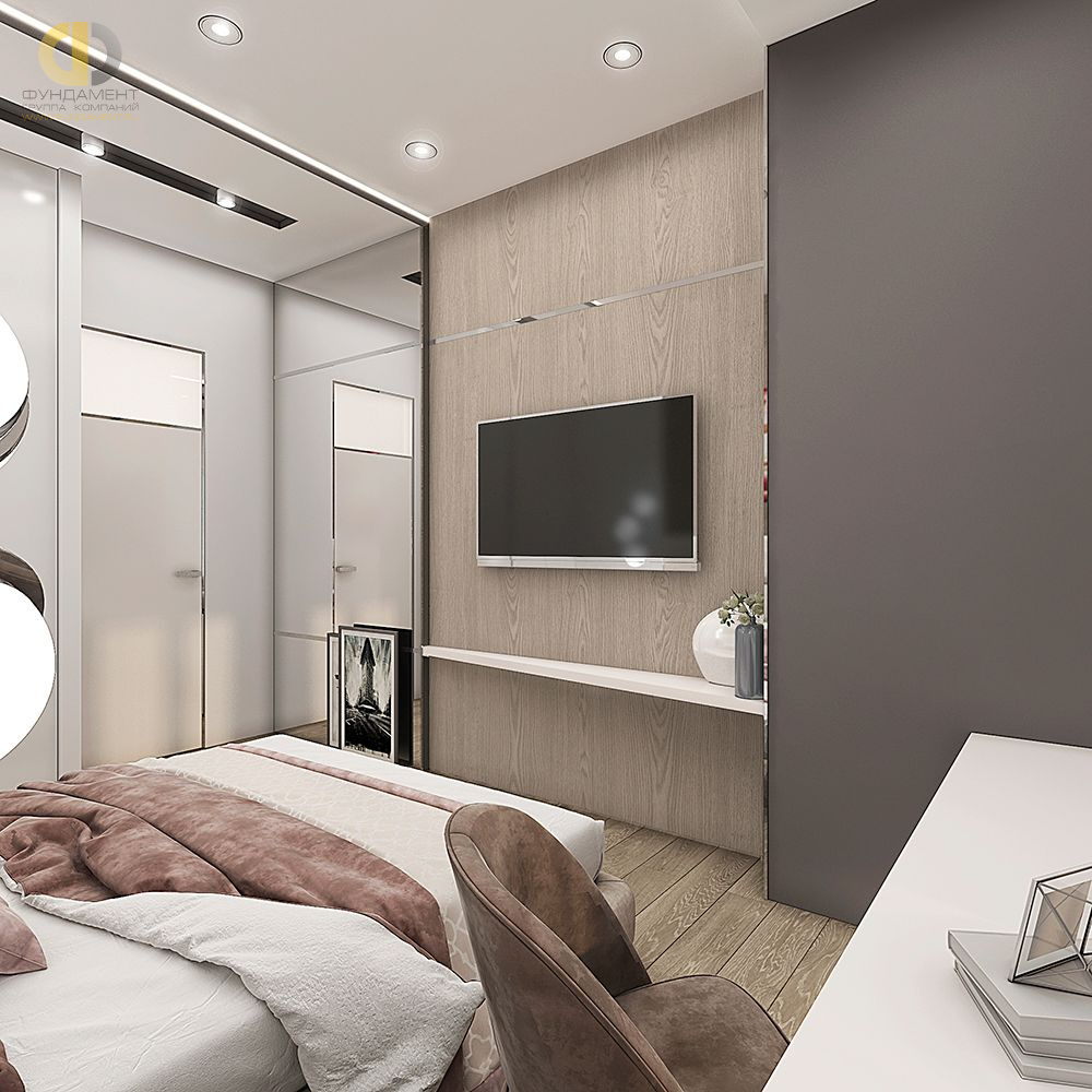 Спальня в стиле дизайна современный по адресу МО, г. Красногорск, ул. Согласия, д. 19, 2018 года