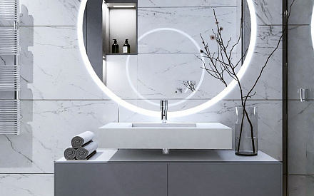 Дизайн интерьера ванной в трёхкомнатной квартире 152 кв. м в современном стиле 5