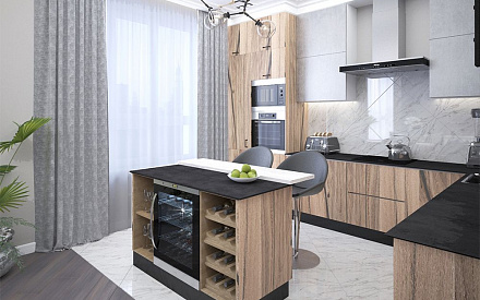 Дизайн интерьера кухни в четырёхкомнатной квартире 96 кв.м в стиле лофт13