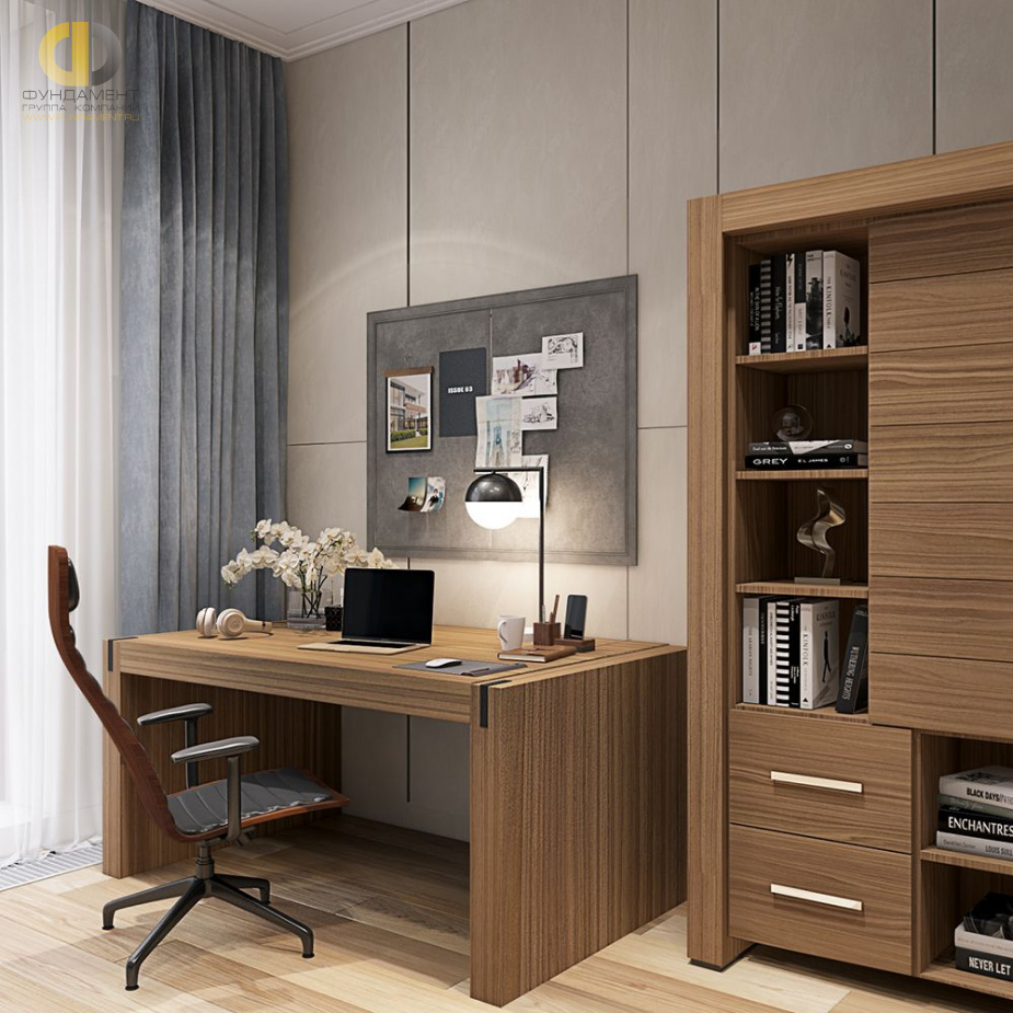 Дизайн интерьера кабинета в трёхкомнатной квартире 135 кв.м в современном стиле19