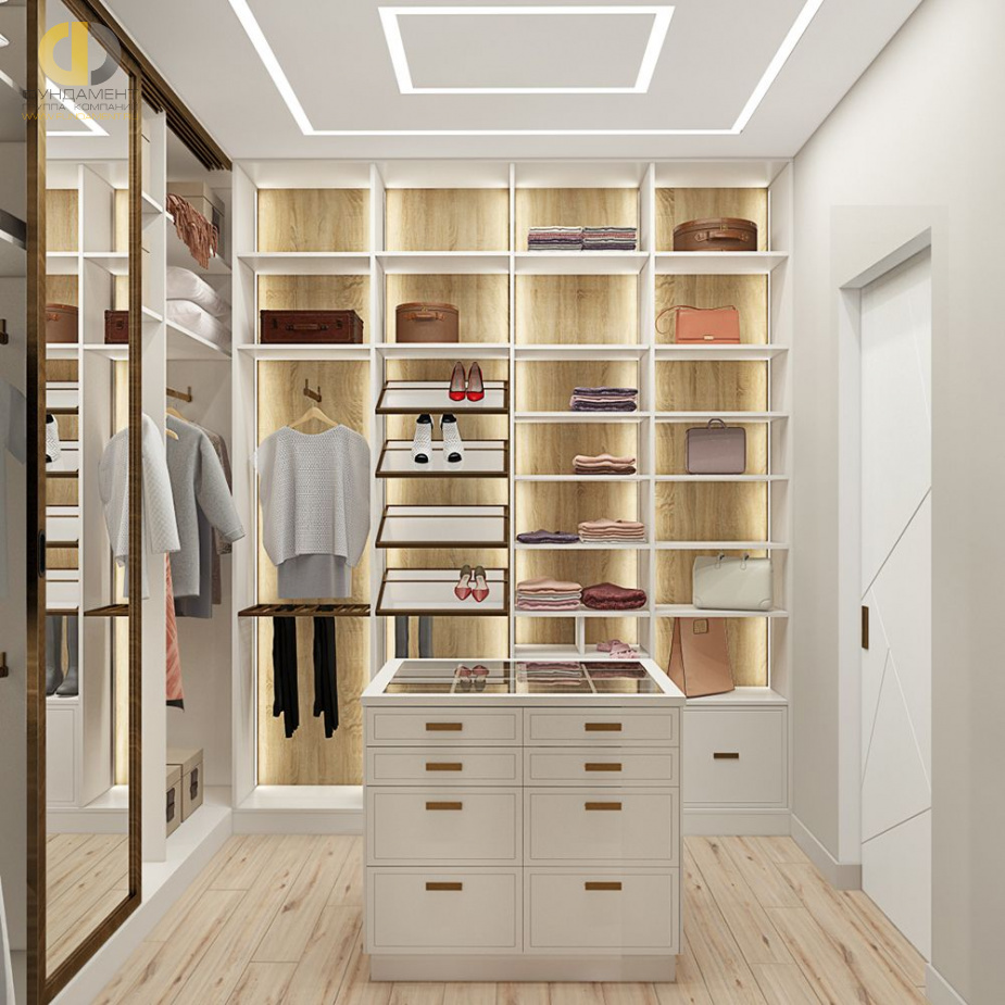 Дизайн интерьера гардероба в трёхкомнатной квартире 135 кв.м в современном стиле8