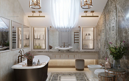 Дизайн интерьера ванной в доме 386 кв.м в классическом стиле39