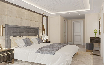 Дизайн интерьера спальни в доме 171 кв.м в стиле современная классика28