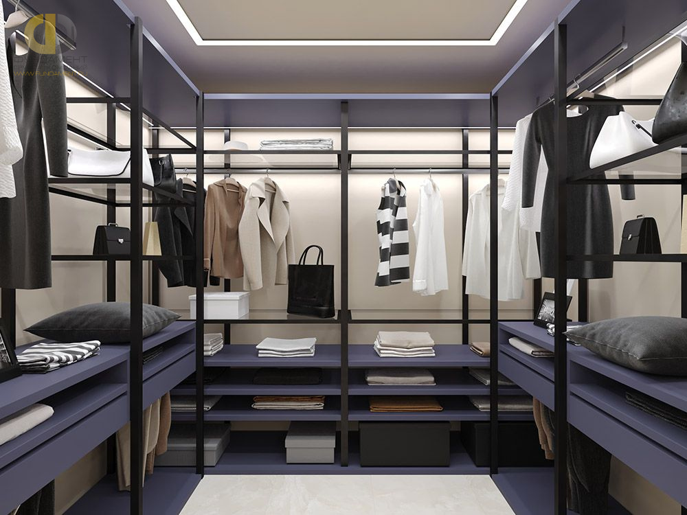 Дизайн гардероба в синем цвете - фото