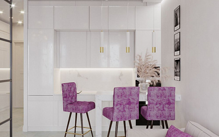 Дизайн интерьера кухни в двухкомнатной квартире 37 кв.м в стиле ар-деко1