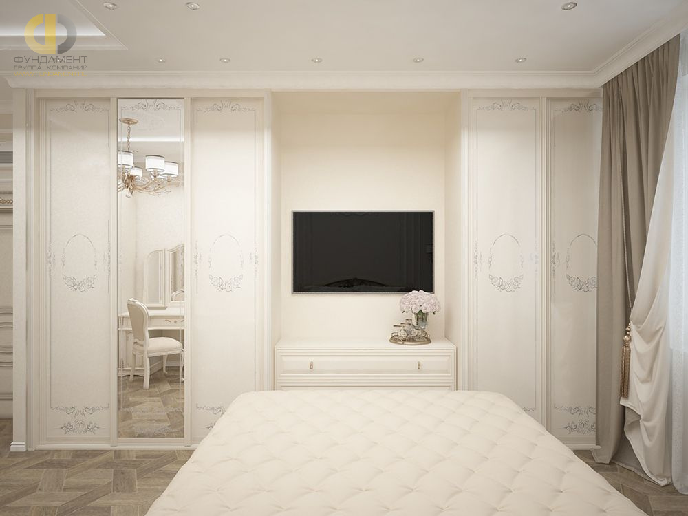Дизайн интерьера спальни в трёхкомнатной квартире 101 кв. м в стиле классицизм 16