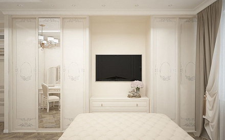 Дизайн интерьера спальни в трёхкомнатной квартире 101 кв. м в стиле классицизм 16