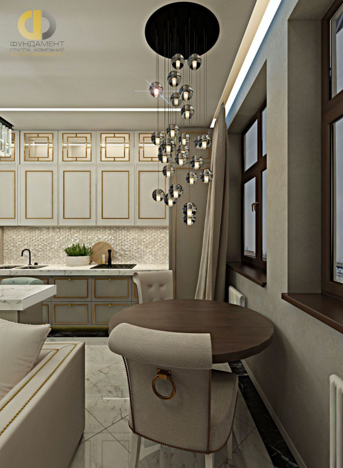 Дизайн интерьера кухни в трёхкомнатной квартире 95 кв.м в стиле ар-деко14
