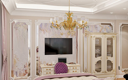 Дизайн интерьера спальни в четырёхкомнатной квартире 144 кв. м в стиле классицизм 3