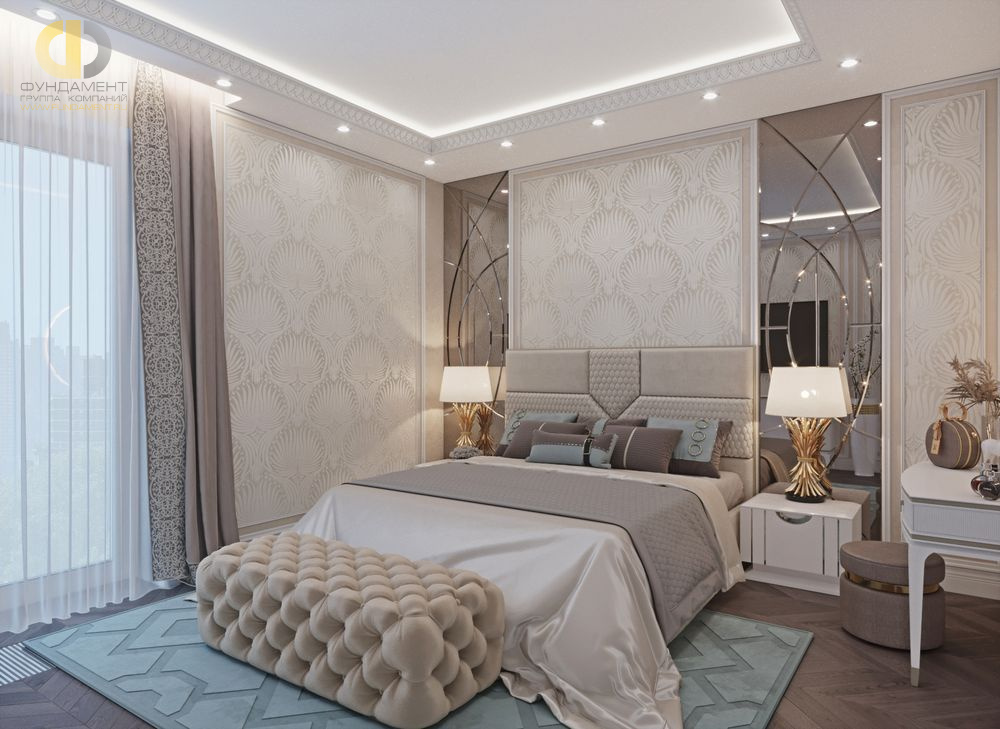 Спальня в стиле дизайна арт-деко (ар-деко) по адресу г. Москва, бульвар Братьев Весниных, 2, 2021 года