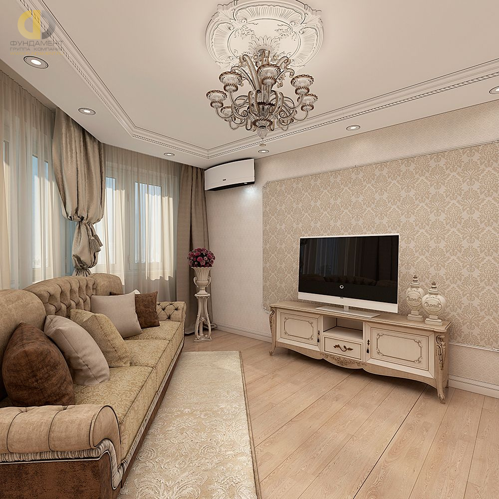 Дизайн гостиной в коричневом цвете - фото