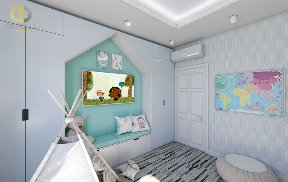 Дизайн интерьера детской в 3-комнатной квартире 70 кв.м в стиле неоклассика