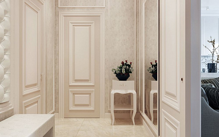 Дизайн интерьера коридора в трёхкомнатной квартире 102 кв.м в стиле современная классика4