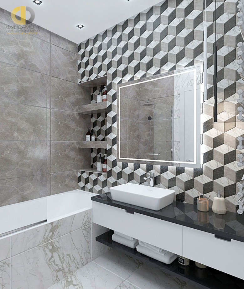 Дизайн интерьера ванной в трёхкомнатной квартире 123 кв.м в современном стиле1
