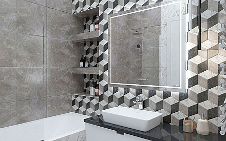 Дизайн интерьера ванной в трёхкомнатной квартире 123 кв.м в современном стиле1