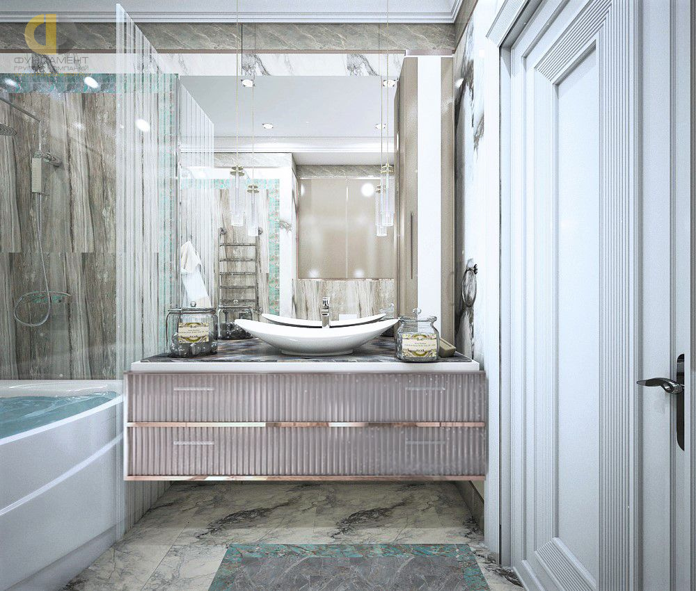 Дизайн интерьера ванной в стиле ар-деко
