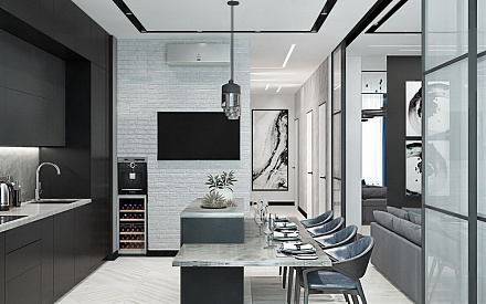 Дизайн интерьера кухни в трёхкомнатной квартире 101 кв.м в современном стиле24
