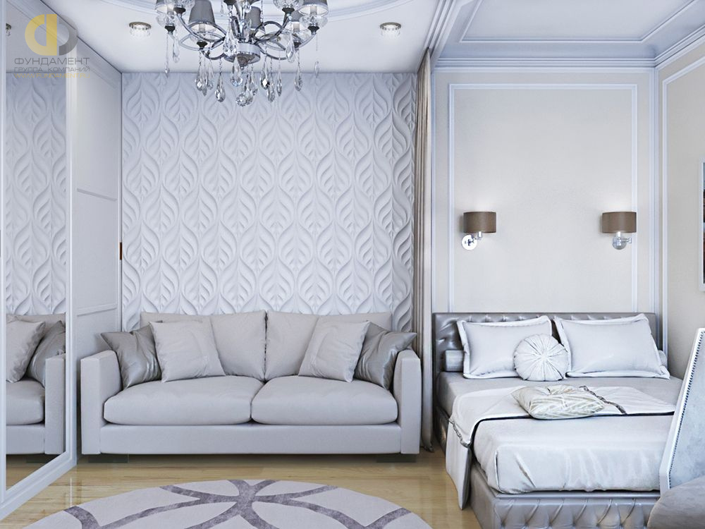 Спальня в стиле дизайна арт-деко (ар-деко) по адресу г. Москва, ул. Мельникова, вл. 3, 2019 года