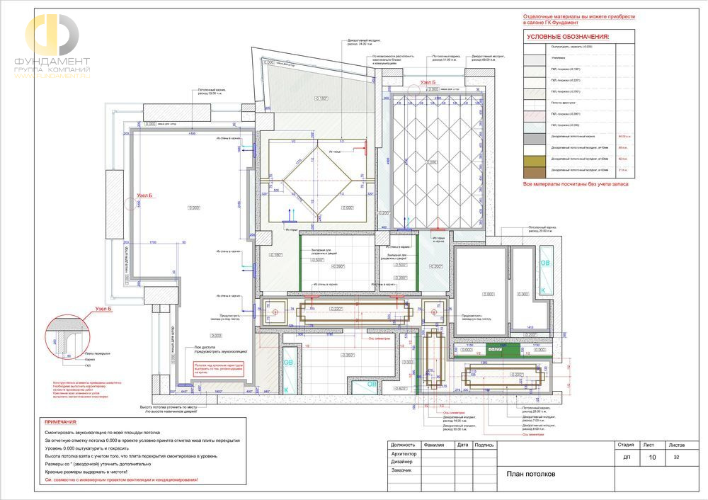 План потолков 3-комнатной квартиры