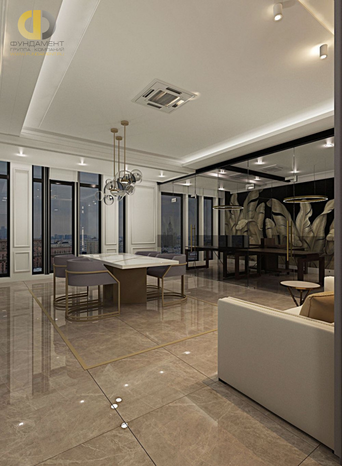 Дизайн интерьера гостиной в офисе в стиле современная классика5
