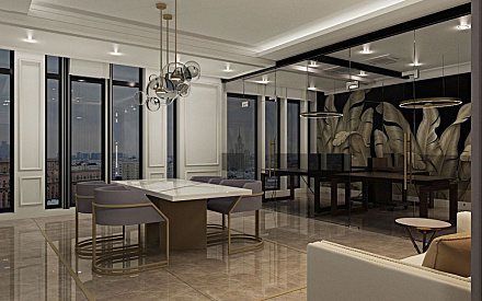 Дизайн интерьера гостиной в офисе в стиле современная классика5