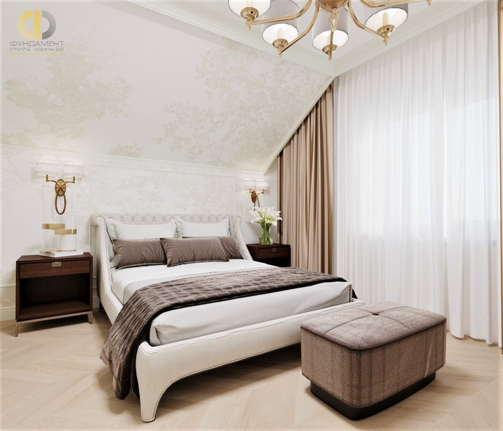 Спальня в стиле дизайна классицизм по адресу МО, д. Григорчиково, ул. Боярская, д. 4, 2020 года