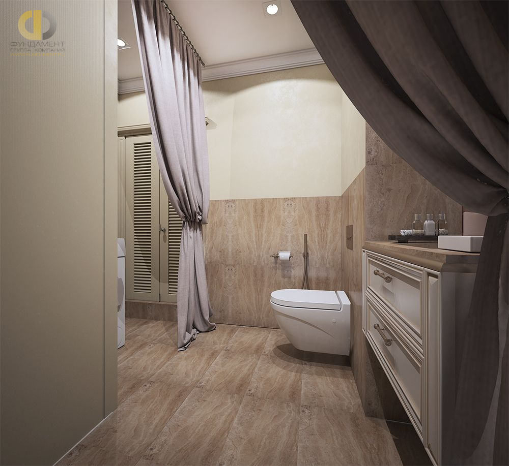 Дизайн интерьера ванной в двухкомнатной квартире 61 кв.м в классическом стиле