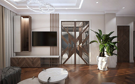 Дизайн интерьера гостиной в четырёхкомнатной квартире 115 кв.м в современном стиле4