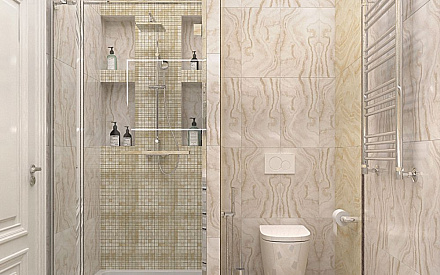 Дизайн интерьера ванной в четырёхкомнатной квартире 117 кв.м в стиле неоклассика1
