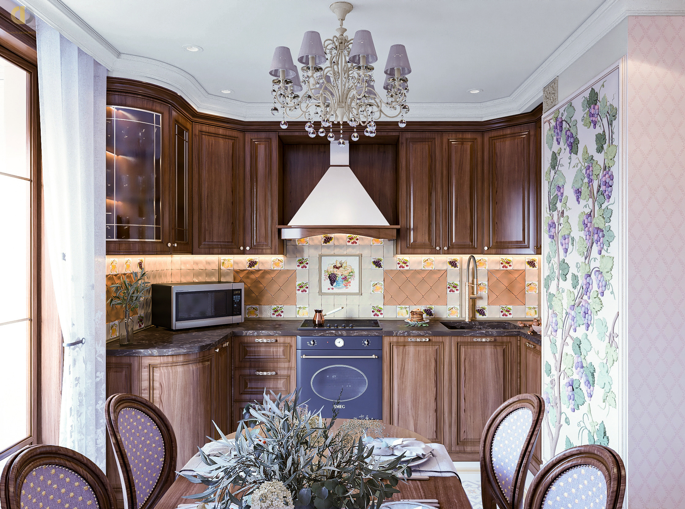 Дизайн кухни в фиолетовом цвете - фото