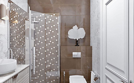 Дизайн интерьера ванной в четырёхкомнатной квартире 142 кв.м в стиле ар-деко