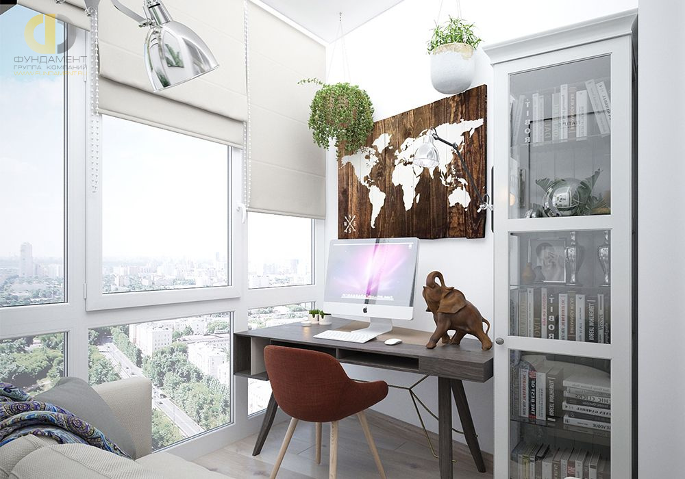 Дизайн интерьера кабинета в четырёхкомнатной квартире 66 кв.м в современном стиле с элементами прованса12
