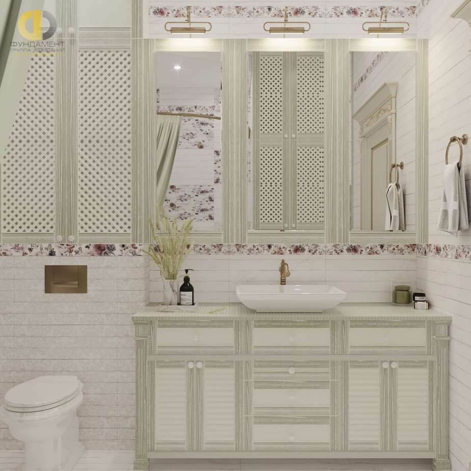 Дизайн интерьера ванной в трёхкомнатной квартире 66 кв.м в классическом стиле11