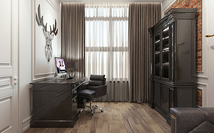 Дизайн интерьера кабинета в четырёхкомнатной квартире 165 кв.м в классическом стиле с элементами лофт19