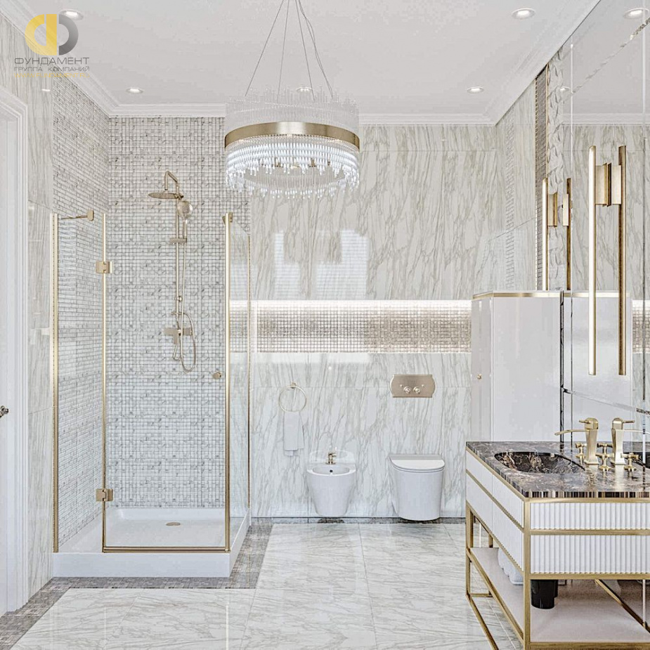 Дизайн интерьера ванной в 3-комнатной квартире 146 кв. м в стиле неоклассика 10