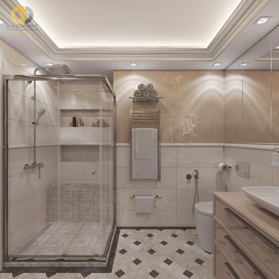 Дизайн интерьера ванной в доме 171 кв.м в стиле современная классика3