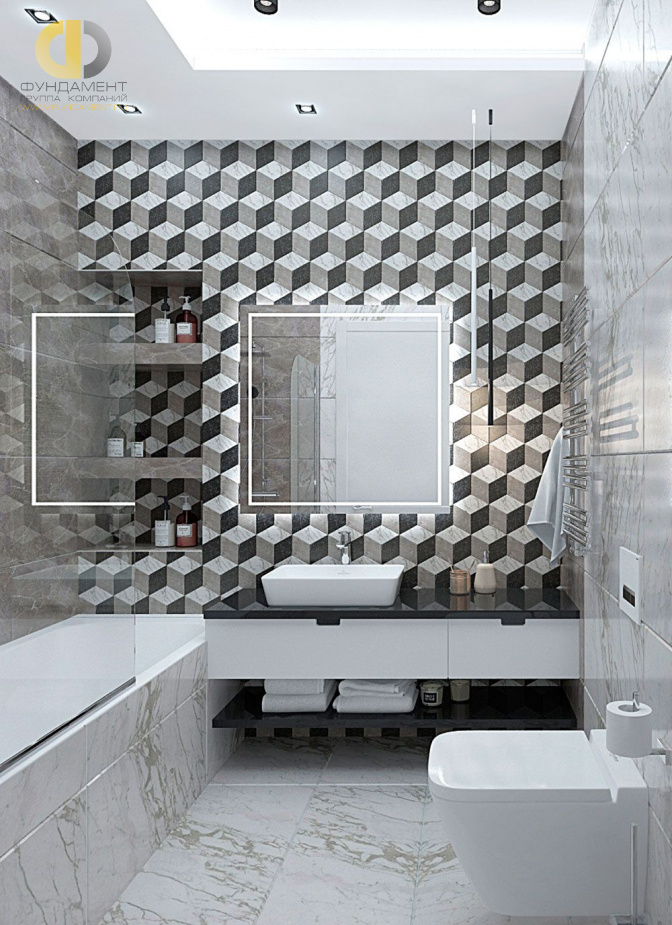 Дизайн интерьера ванной в трёхкомнатной квартире 123 кв.м в современном стиле20