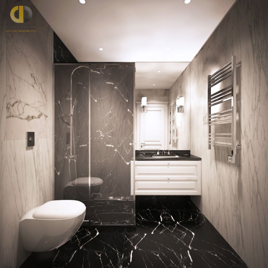 Дизайн интерьера ванной в четырёхкомнатной квартире 113 кв.м в стиле неоклассика2