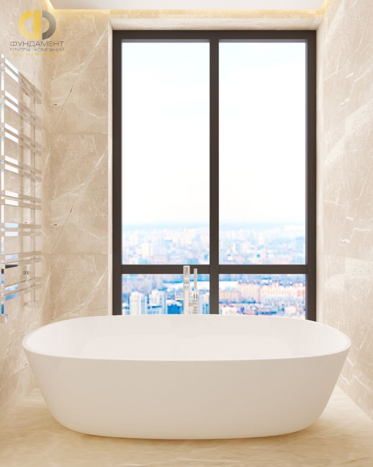 Дизайн интерьера ванной в двухкомнатной квартире 65 кв.м в стиле неоклассика2