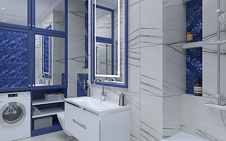 Дизайн интерьера ванной в трёхкомнатной квартире 83 кв. м. в стиле неоклассика 5