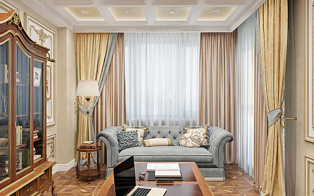Дизайн интерьера кабинета в четырёхкомнатной квартире 144 кв. м в стиле классицизм 12