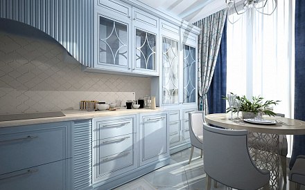 Дизайн кухни в 3-комнатной квартире в стиле американская классика