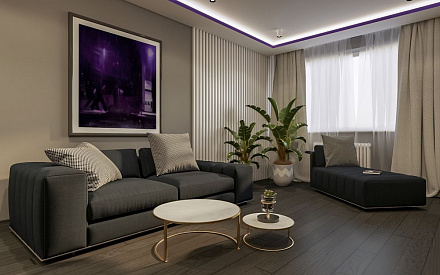 Дизайн интерьера гостиной в трёхкомнатной квартире 75 кв.м в стиле минимализм6