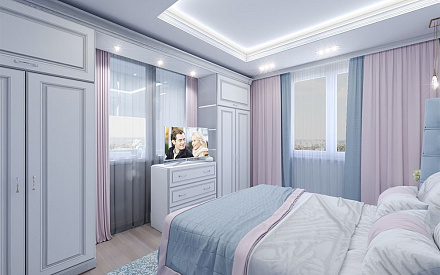 Дизайн интерьера спальни в 3-комнатной квартире 70 кв.м в стиле неоклассика